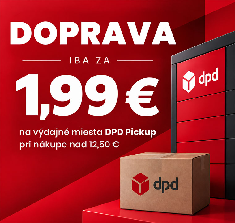 Doprava iba za 1,99 € na výdajné miesta DPD Pickup pri nákupe nad 12,50 €