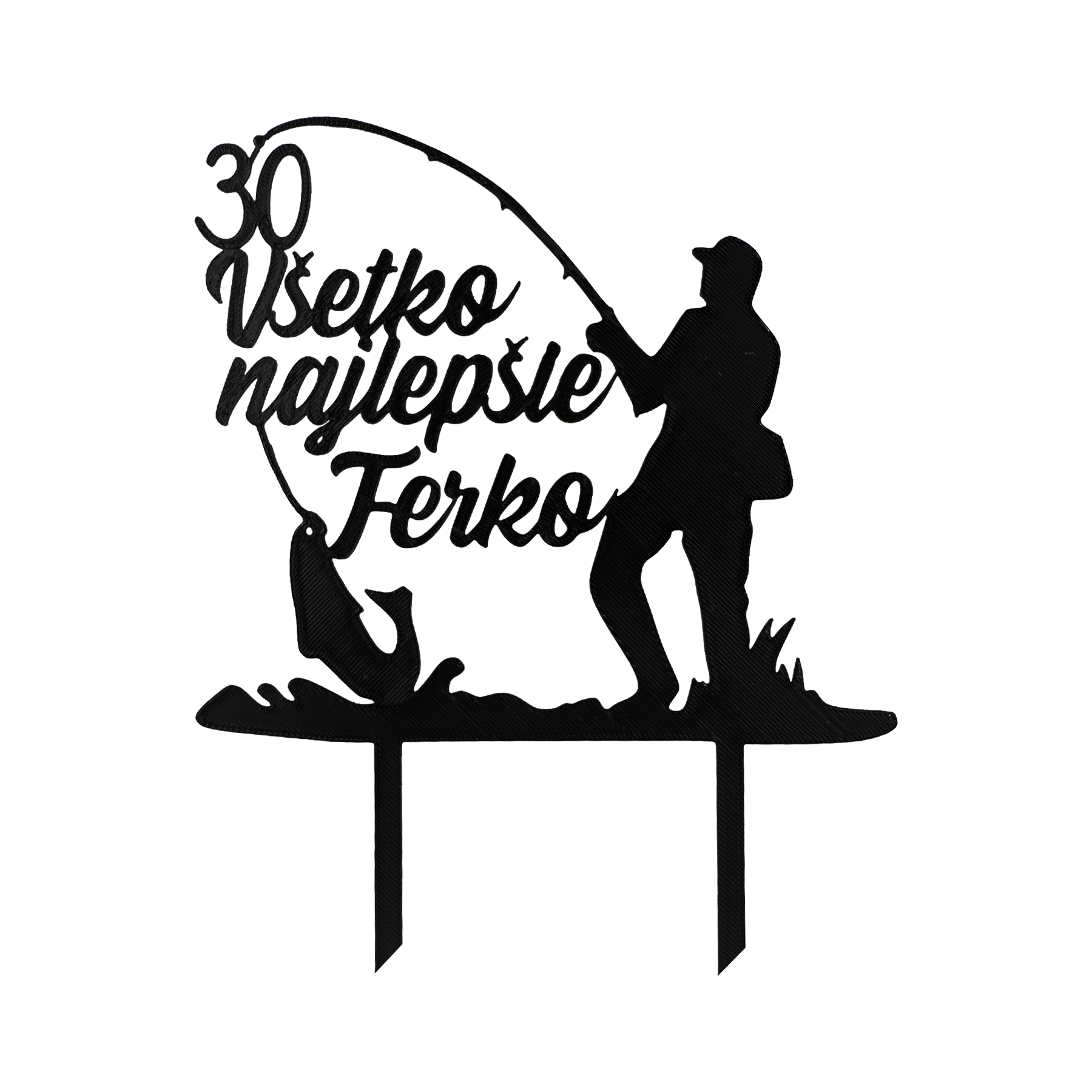 Rybársky zápich na tortu s menom