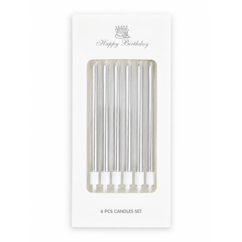 Sviečky na tortu strieborné metalické