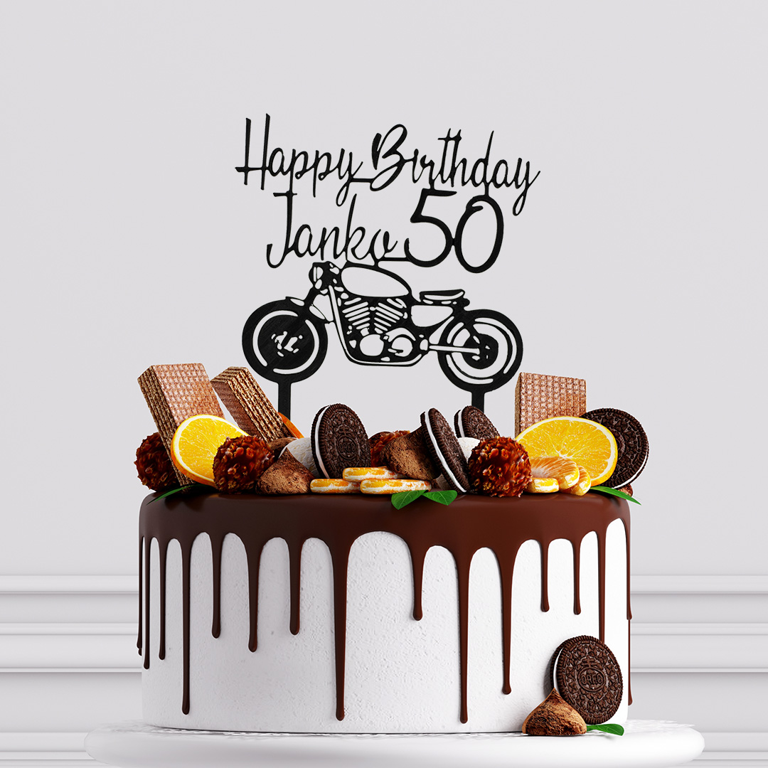 Motorkársky narodeninový zápich s menom