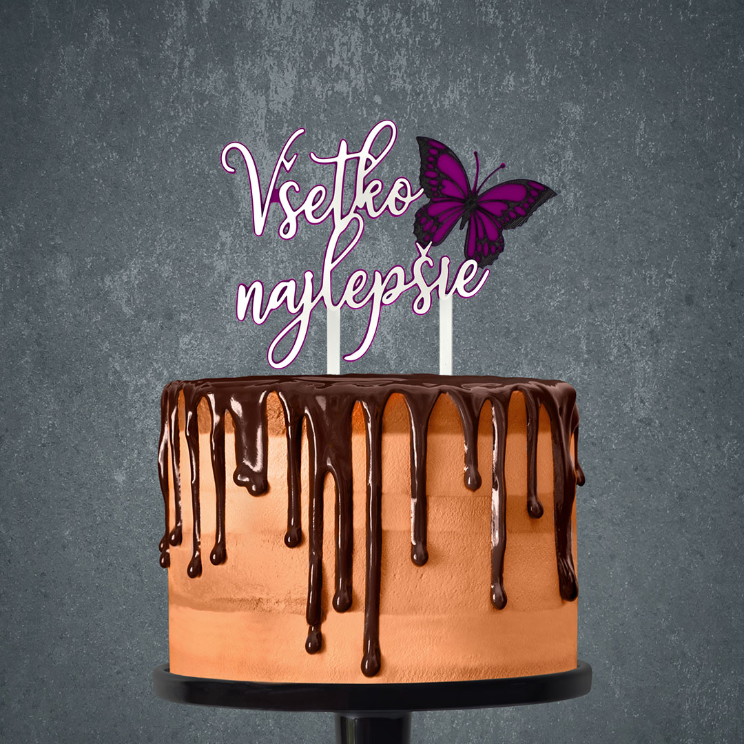 Zápich Všetko najlepšie s motýľom