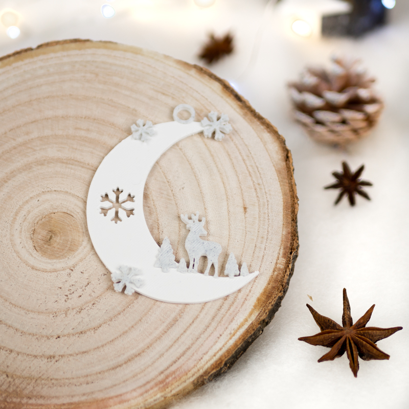 Vianočný mesiačik so sobom, 3ks