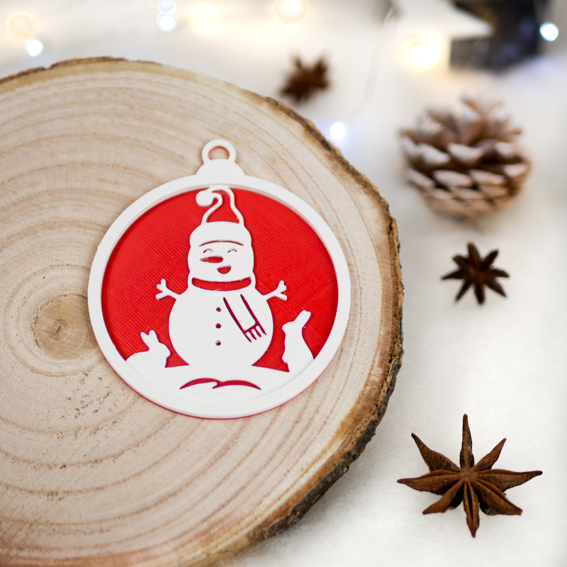 Vianočná ozdoba farebná - snehuliak, 2ks