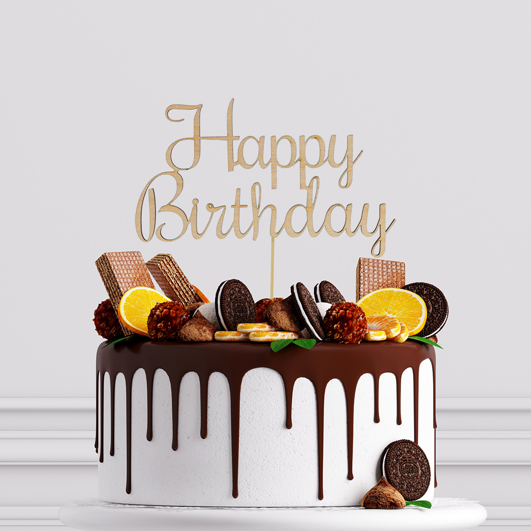 Drevený narodeninový zápich happy birthday