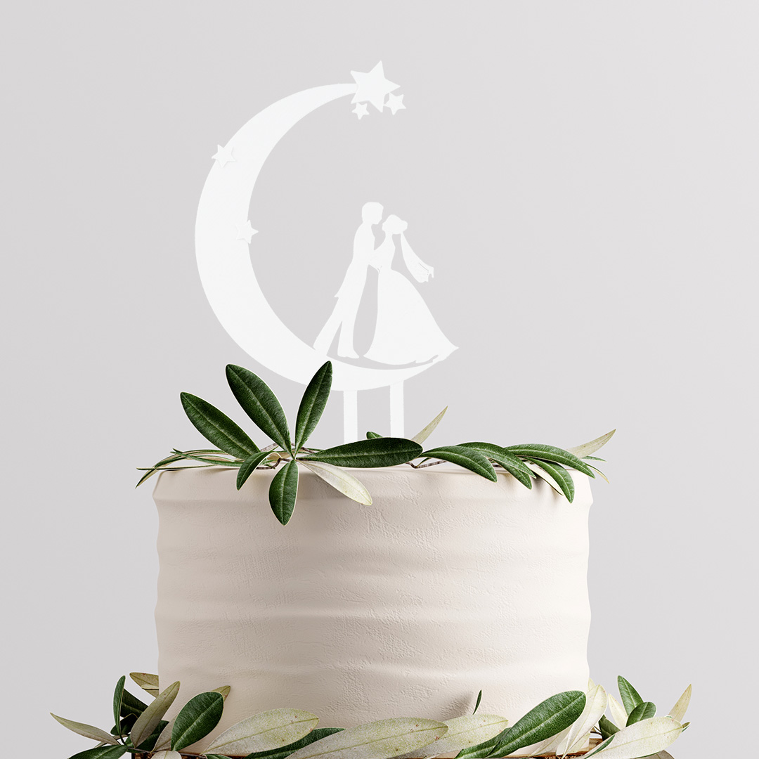 Svadobný zápich silueta manželov na mesiačiku