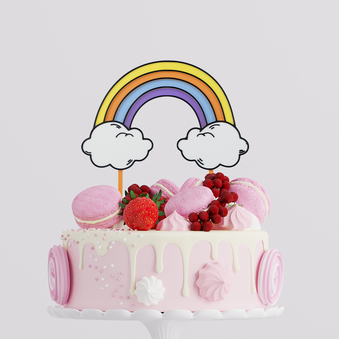 Zápich na tortu dúha s obláčikmi