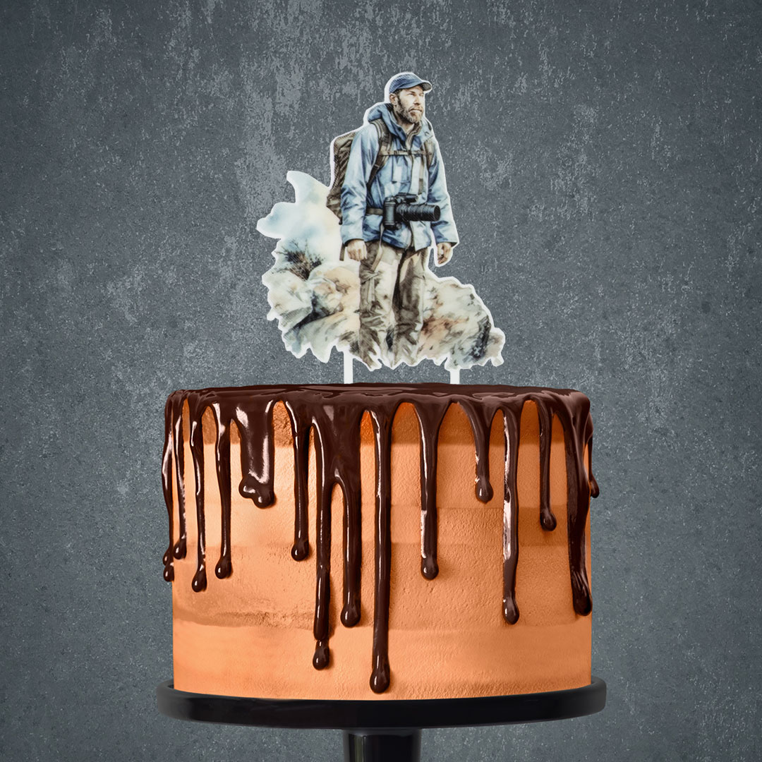 Obrázkový zápich turista s fotoaparátom