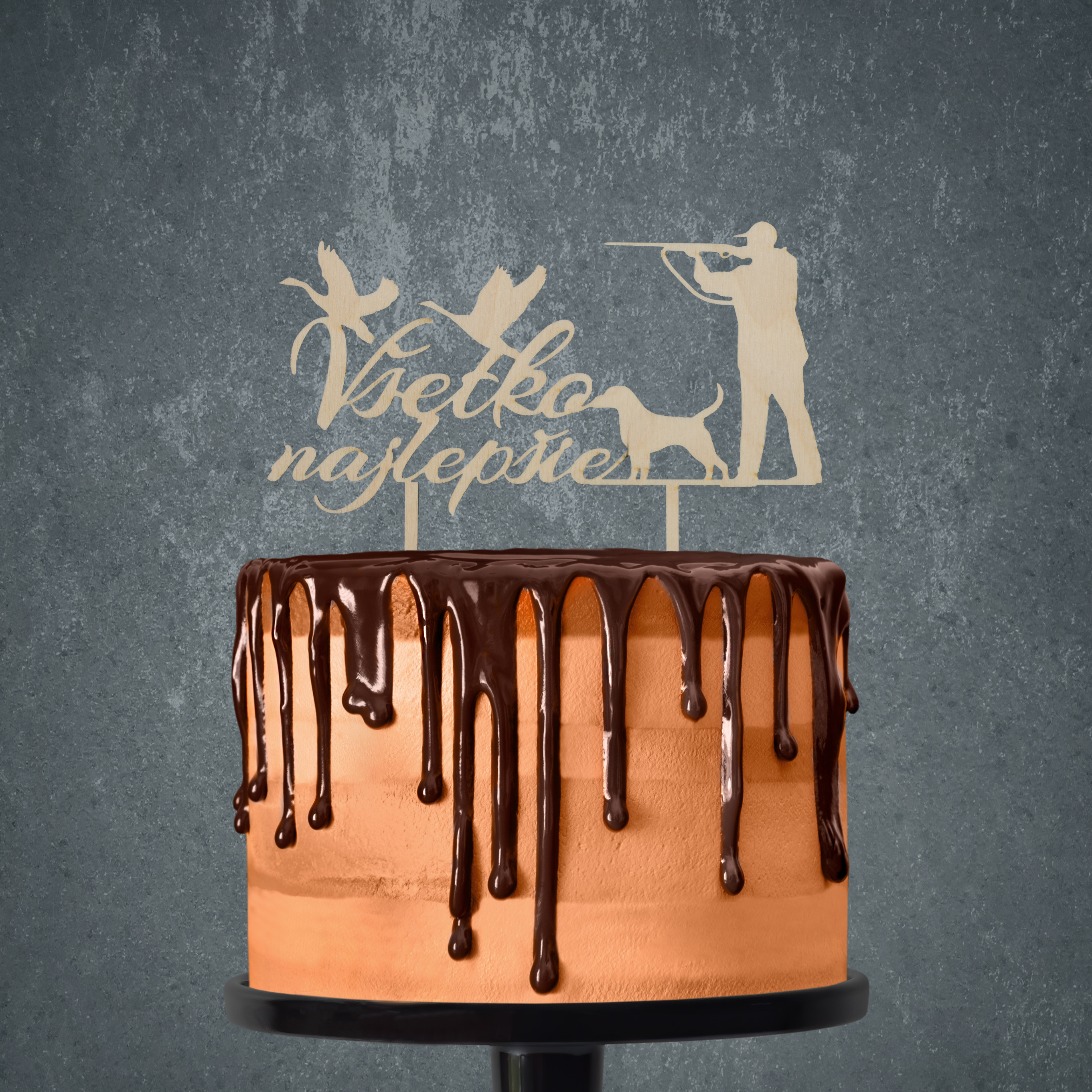 Drevený zápich poľovník - všetko najlepšie