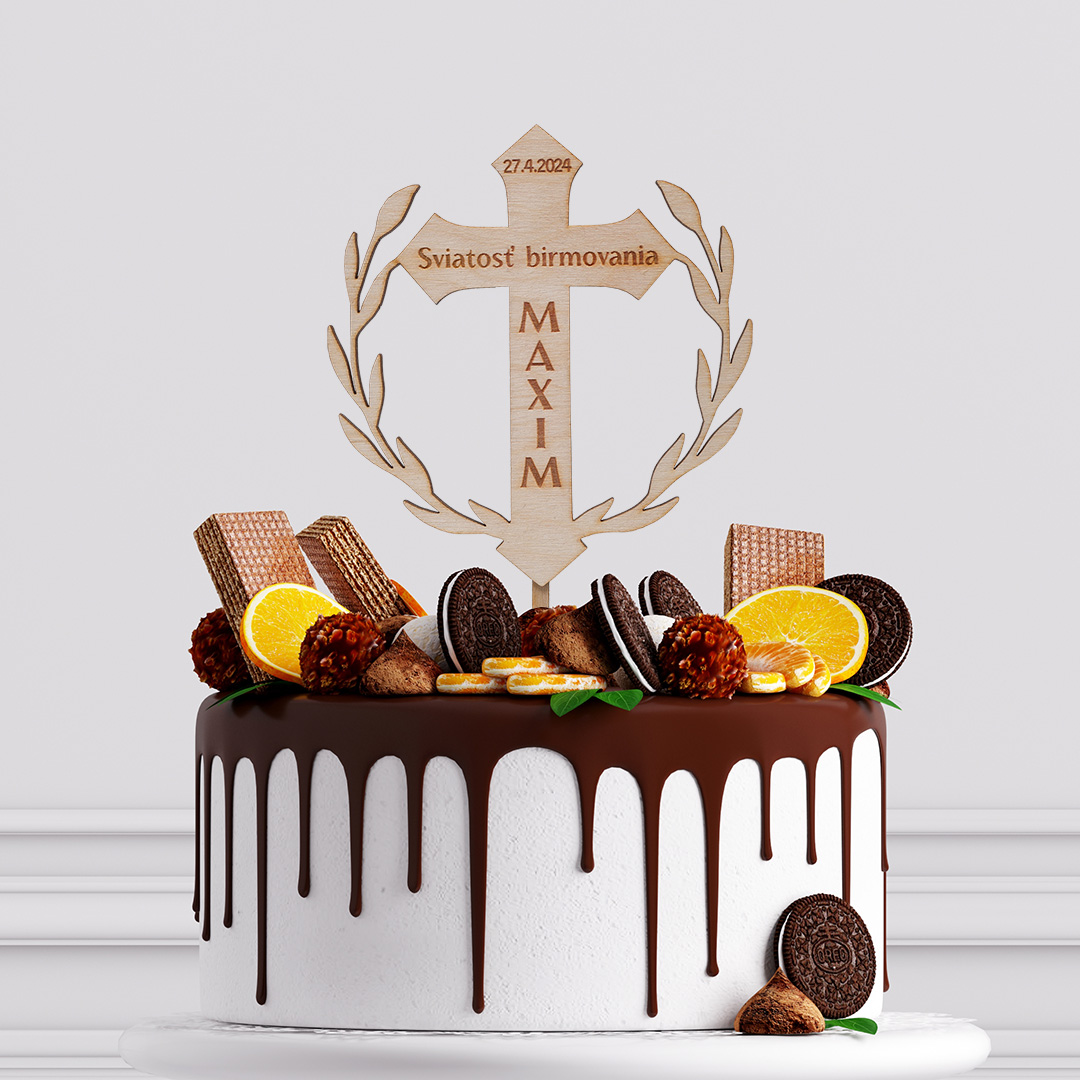 Drevený zápich sviatosť birmovania s menom a dátumom