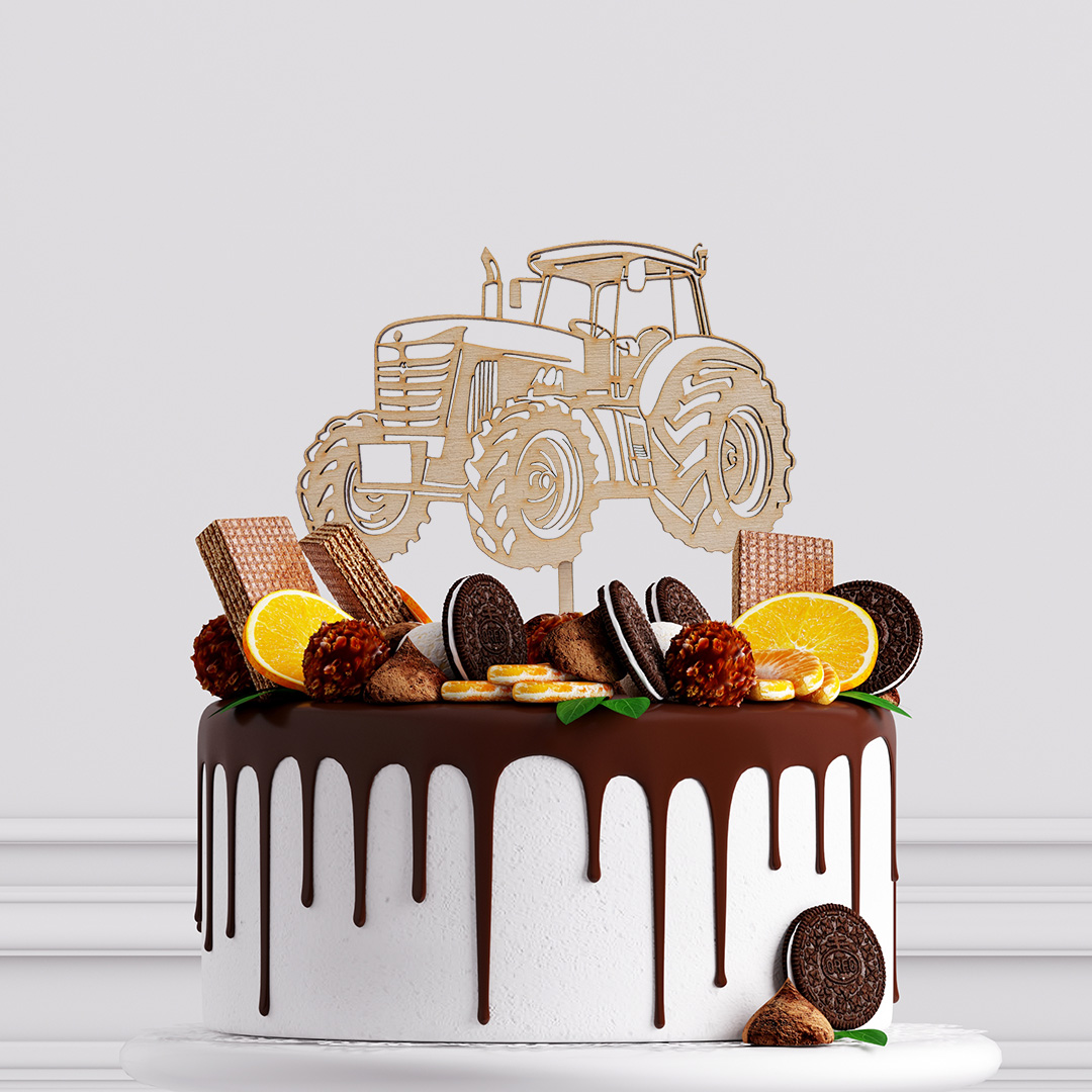 Drevený zápich silueta traktora