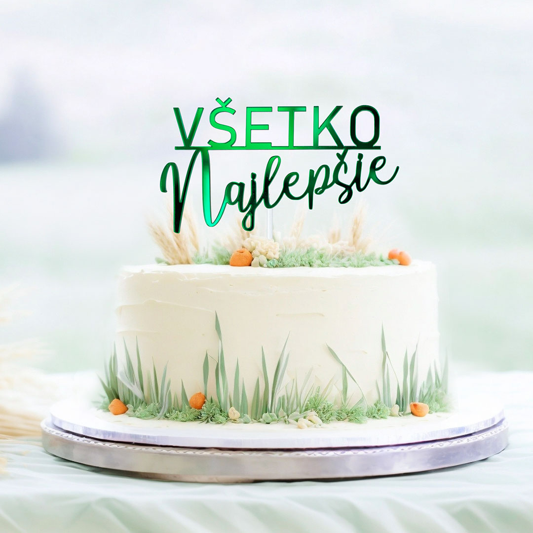 Zrkadlový zápich - nápis Všetko najlepšie štýl 5