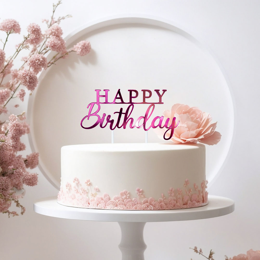 Zrkadlový zápich - nápis Happy Birthday štýl 2