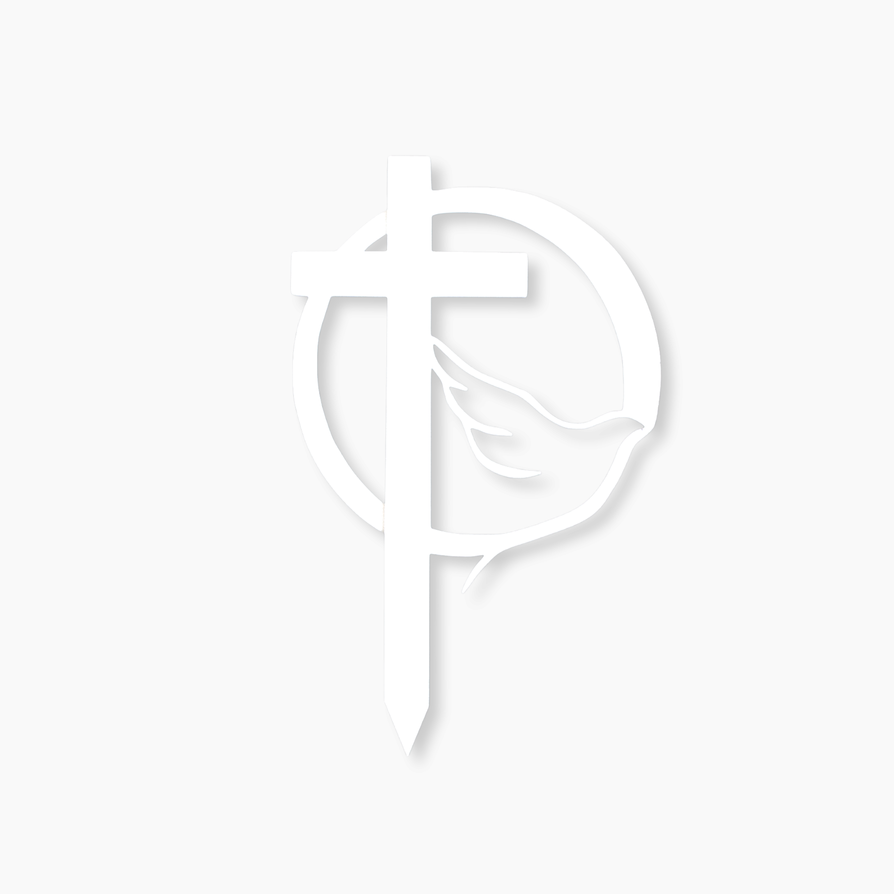 Ozdobný zápich s krížom a holubicou v kruhu