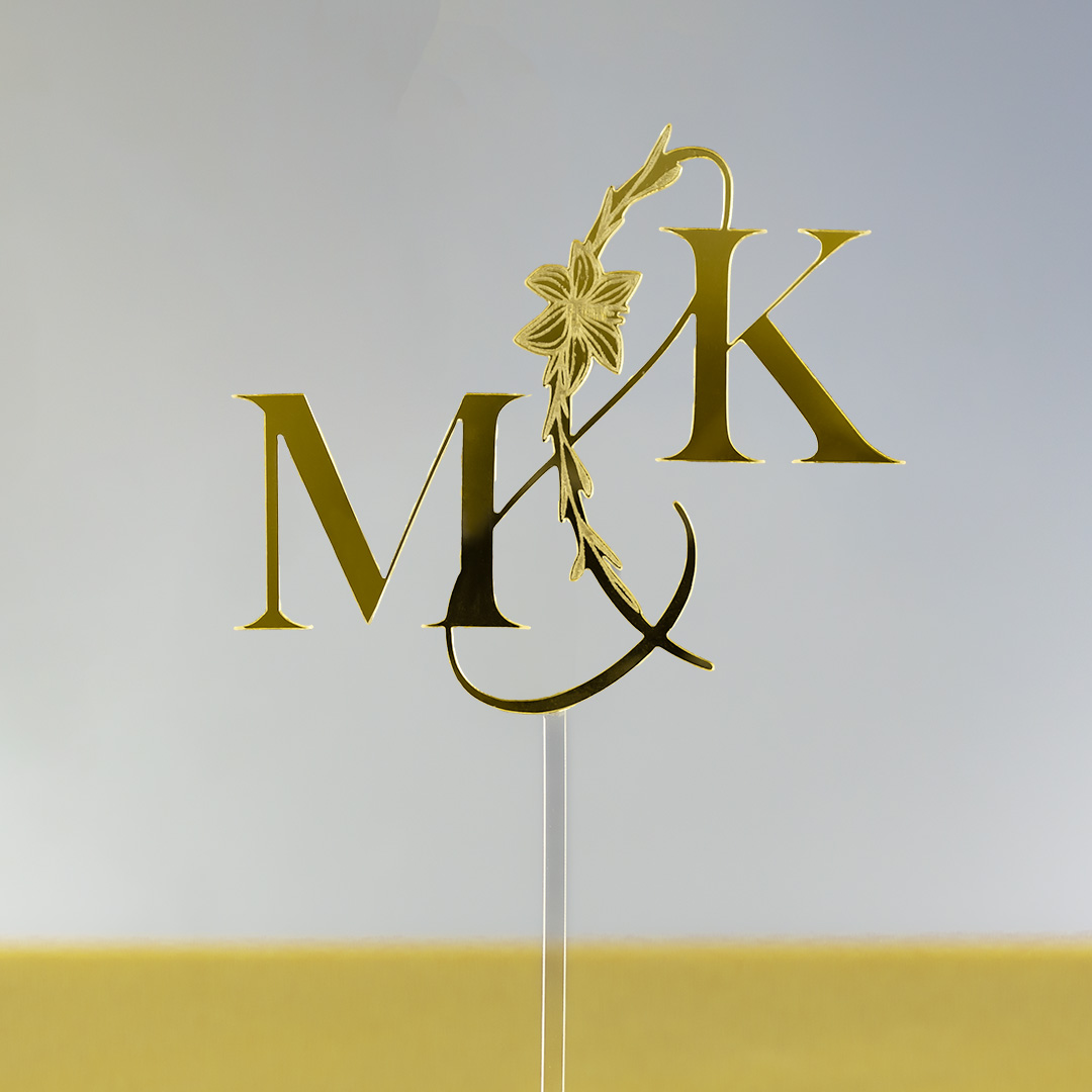 Zrkadlový zápich - svadobné iniciály ozdobné