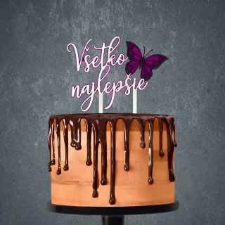 Zápich Všetko najlepšie s motýľom